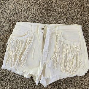 White Fringe Women's Shorts